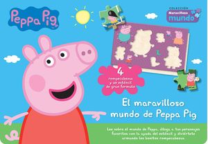Peppa Pig  El maravilloso mundo de Peppa Pig 4 rompecabezas y un esténcil de gran formato