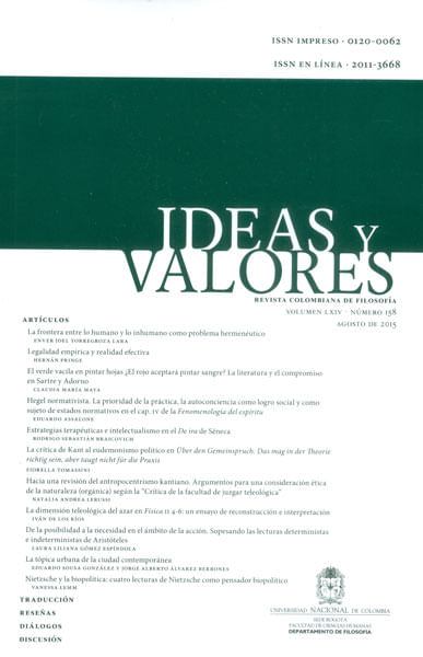 Ideas y valores Revista colombiana de filosofía Vol LXVI No 158