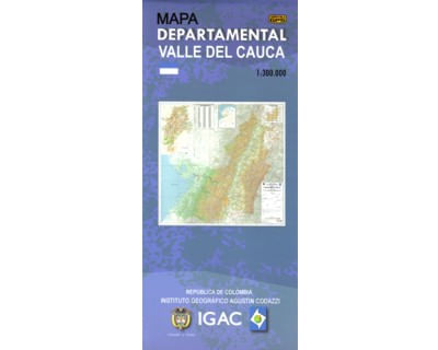 Mapa departamental topográfico del Valle del Cauca Plegado
