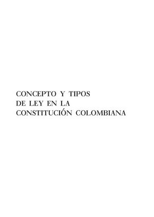 Concepto y tipos de ley en la Constitución colombiana