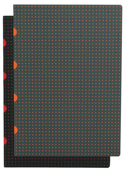 Cuadernos cahier círculo negro sobre rojo  gris sobre naranja