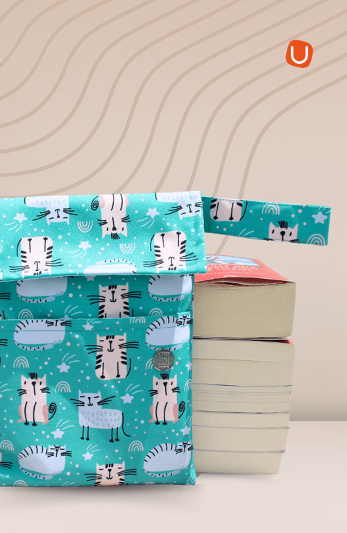 Funda GOLD para libros  Animales aguamarina