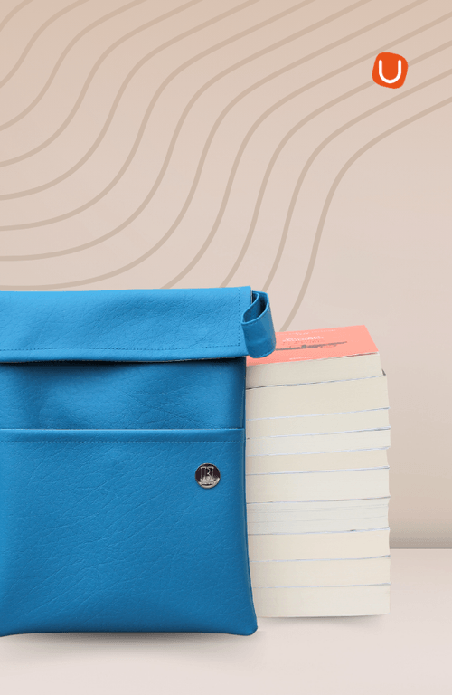 Funda GOLD para libros  Cuero vegano azul