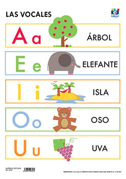 LAMINA A3 INFANTIL LAS VOCALES 42X29 ME GUSTA SABER