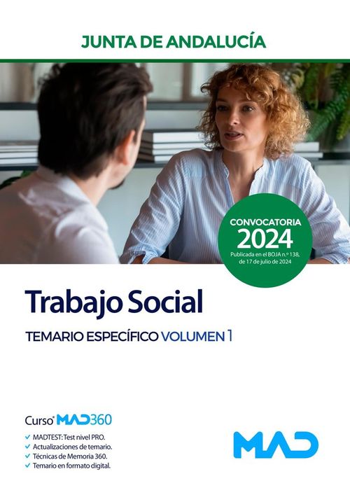 TRABAJO SOCIAL JUNTA DE ANDALUCIA TEMARIO ESPECIFICO VOL 1 2024