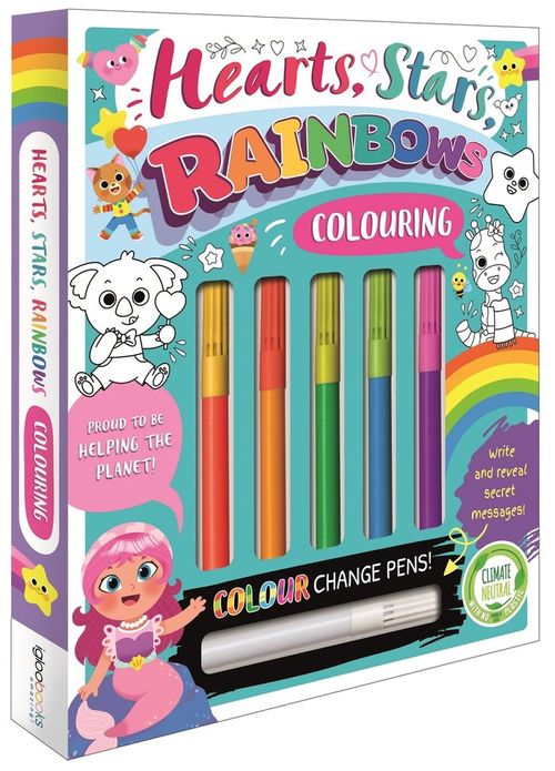 Hearts Stars Rainbows Colouring
