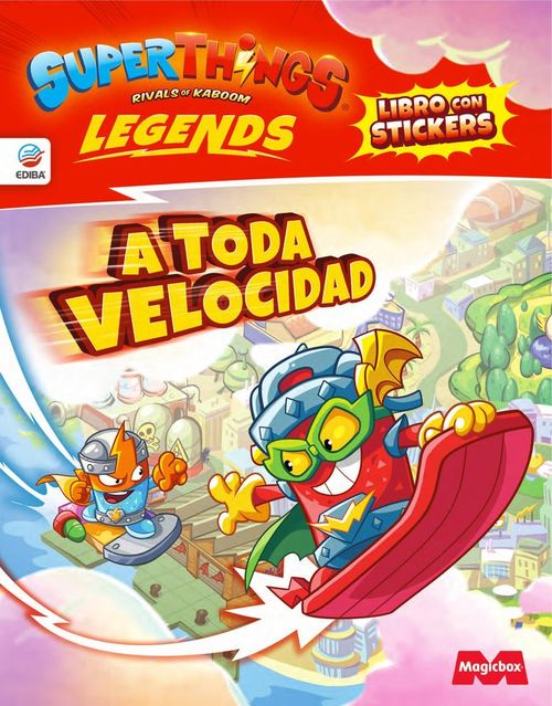 LIBRO DE STICKERS SUPERTHINGS LEGENDS A TODA VELOCIDAD
