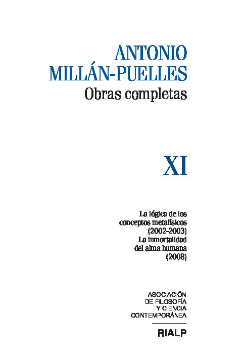 Millan-Puelles Vol XI Obras Completas