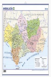 MAPA POSTER ANDALUCIA FISICO POLITICO 50X70
