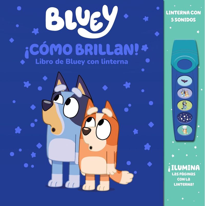 COMO BRILLAN LIBRO DE BLUEY CON LINTERNA