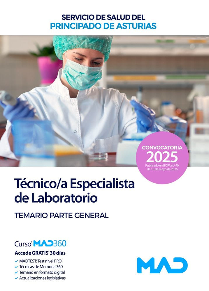 TECNICOA ESPECIELISTA DE LABORATORIO SERVICIO SALID PRINCIPADO SESPA TEMARIO