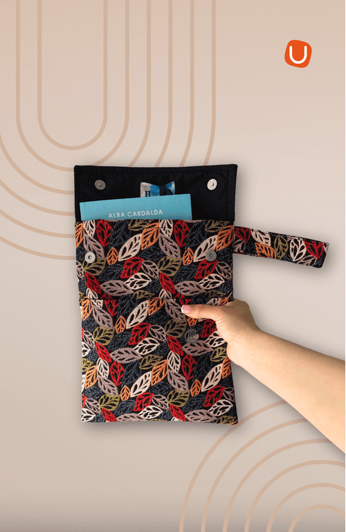 Funda LUXE  Tejido de hojas rojas y verdes