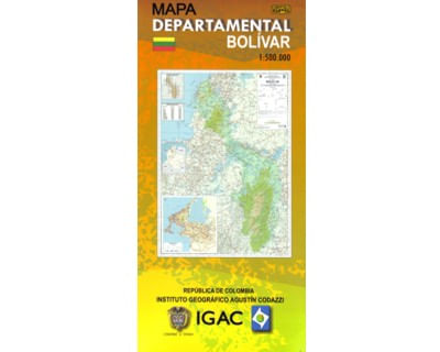 Mapa departamental topográfico de Bolívar (Plegado)