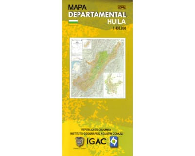 Mapa departamental topográfico de Huila Plegado