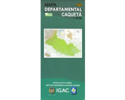 Mapa departamental topográfico de Caquetá (Plegado)
