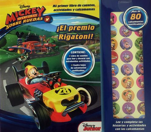 Mickey aventuras sobre ruedas ¡El premio rigatoni! Mi primer libro de cuentos actividades y calcomanías